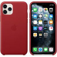Оригинален Apple кожен кейс за iPhone 11 Pro Max - червен