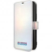 Guess Iridescent Book флип калъф за iPhone 11 Pro Max - сребърен