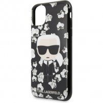 Karl Lagerfeld пластмасов кейс Карл и цветя за iPhone 11 Pro Max - черен