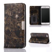 Флип калъф с мраморен ефект за iPhone 7 / 8 - черен