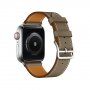 Кожена каишка за Apple Watch Ultra 49mm / 46mm / 45mm / 44mm / 42mm - сиво-кафяв