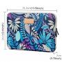 Калъф с цип с мотив на пъстри цветя за iPad до 13" / MacBook до 14" - син
