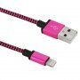Сплетен кабел за зареждане и синхронизиране USB-A 2.0 / Lightning за iPhone / iPad / iPod / AirPods - 1 m - цвят фуксия
