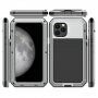 Изключително устойчив калъф от метал, силикон и закалено стъкло за iPhone 11 Pro - сребърен