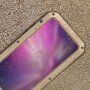 Изключително устойчив калъф от метал, силикон и закалено стъкло за iPhone 11 Pro - златен
