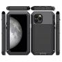 Изключително устойчив калъф от метал, силикон и закалено стъкло за iPhone 11 Pro Max - черен