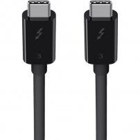 Belkin ThunderBolt 3 (USB-C / USB-C) кабел за свързване и пренос на данни за iPhone / iPad / MacBook / AirPods - 0,8 m - черен