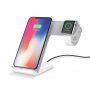 Стойка с безжично зареждане за iPhone / Apple Watch - сиво-бял
