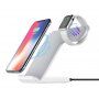 Стойка с безжично зареждане за iPhone / Apple Watch - сиво-бял