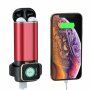 Външна батерия 5200 mAh с безжично зареждане за Apple Watch / AirPods - червена