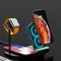 Безжична алуминиева стойка за зареждане за iPhone / Apple Watch / AirPods - черна