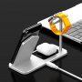 Безжична алуминиева стойка за зареждане за iPhone / Apple Watch / AirPods - сребърна