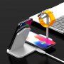 Безжична алуминиева стойка за зареждане за iPhone / Apple Watch / AirPods - сребърна