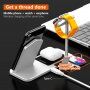 Безжична алуминиева стойка за зареждане за iPhone / Apple Watch / AirPods - сребърна
