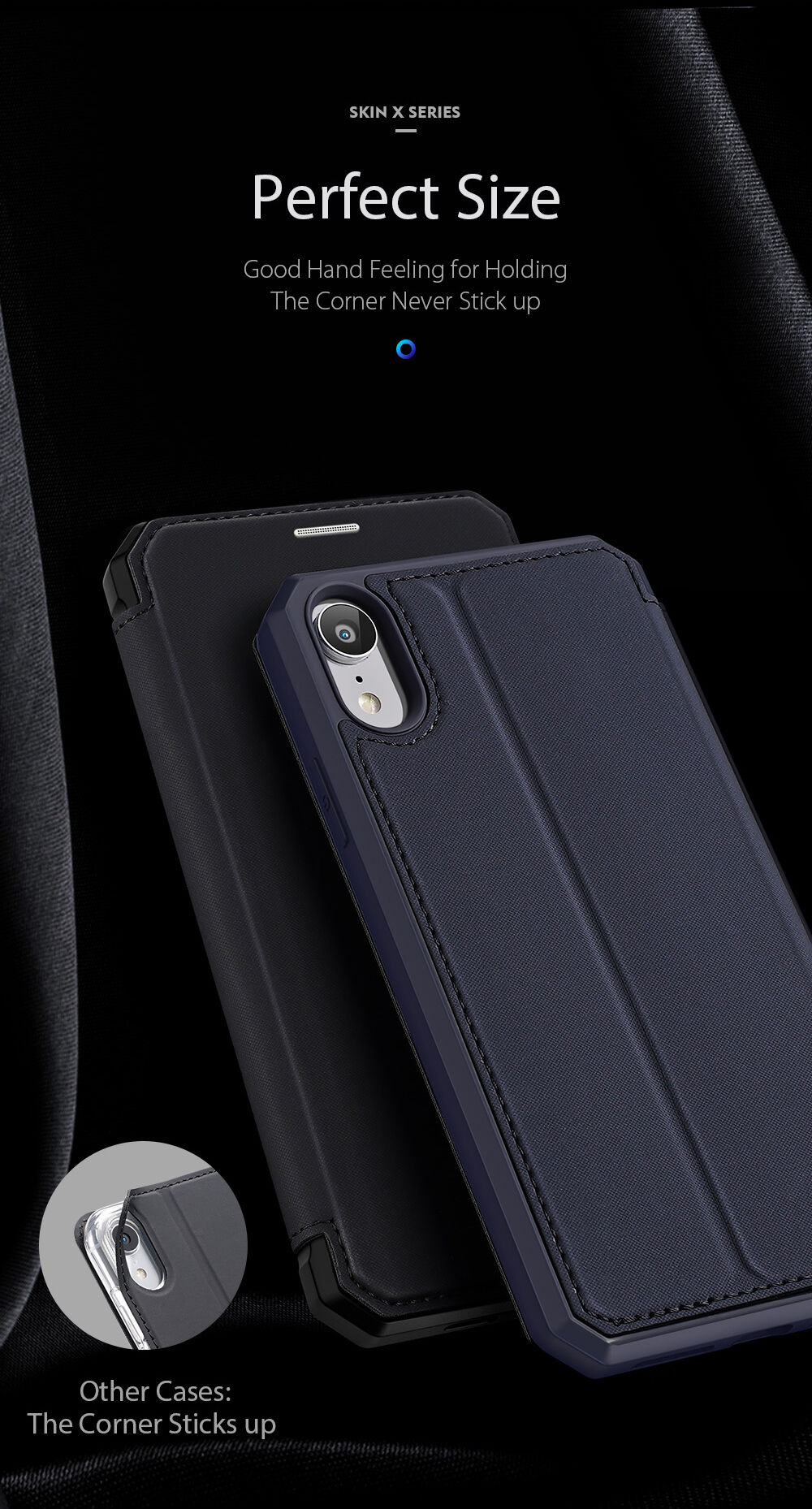 Dux Ducis флип калъф със слот за карти за iPhone XR - черно