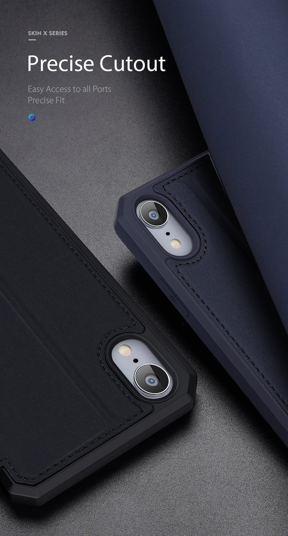 Dux Ducis флип калъф със слот за карти за iPhone XR - черно
