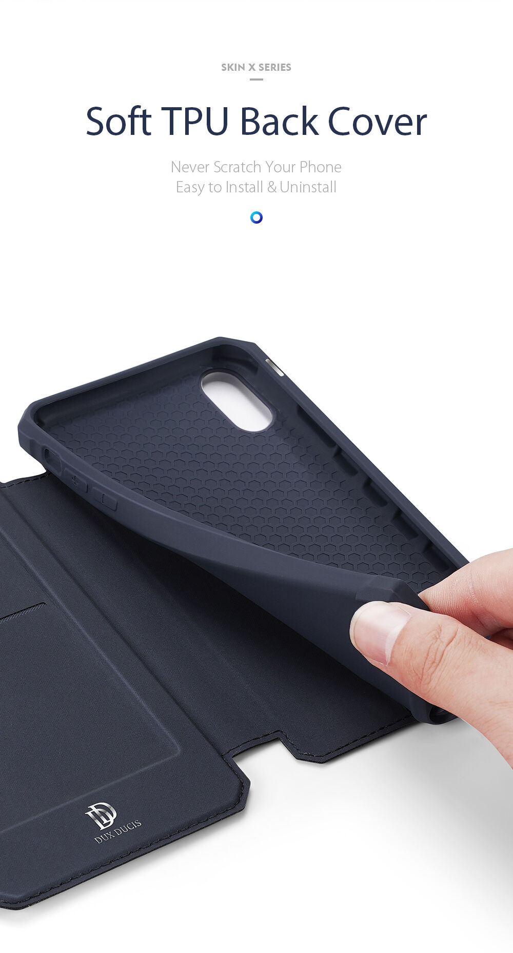 Dux Ducis флип калъф със слот за карти за iPhone XR - черно