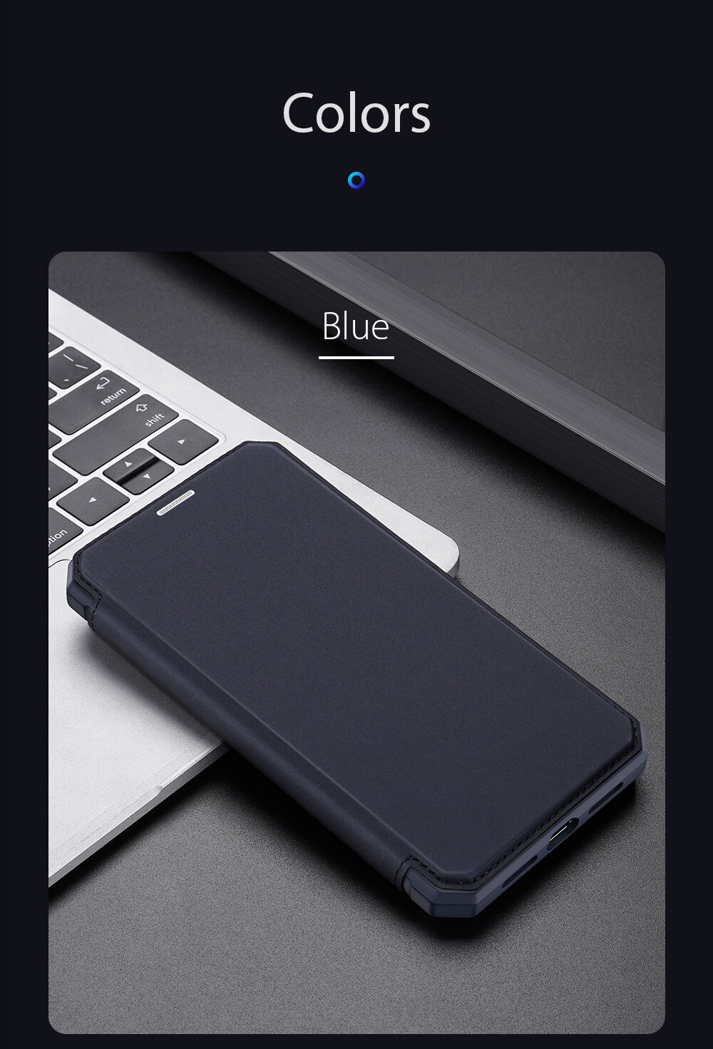 Dux Ducis флип калъф със слот за карти за iPhone XR - черно