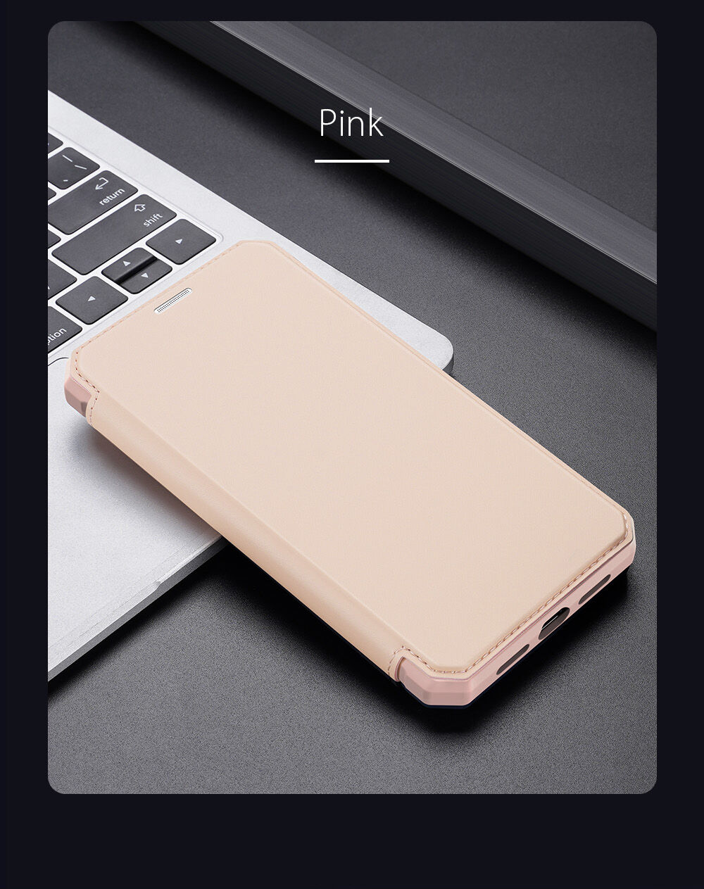 Dux Ducis флип калъф със слот за карти за iPhone XR - черно