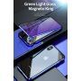 Кейс с метална рамка и закалено anti-blue-ray стъкло за предната и задната страна iPhone X / XS - златен