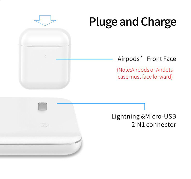 3в1 стойка за високоскоростно зареждане с безжично зареждане iPhone / Apple Watch / AirPods - черна