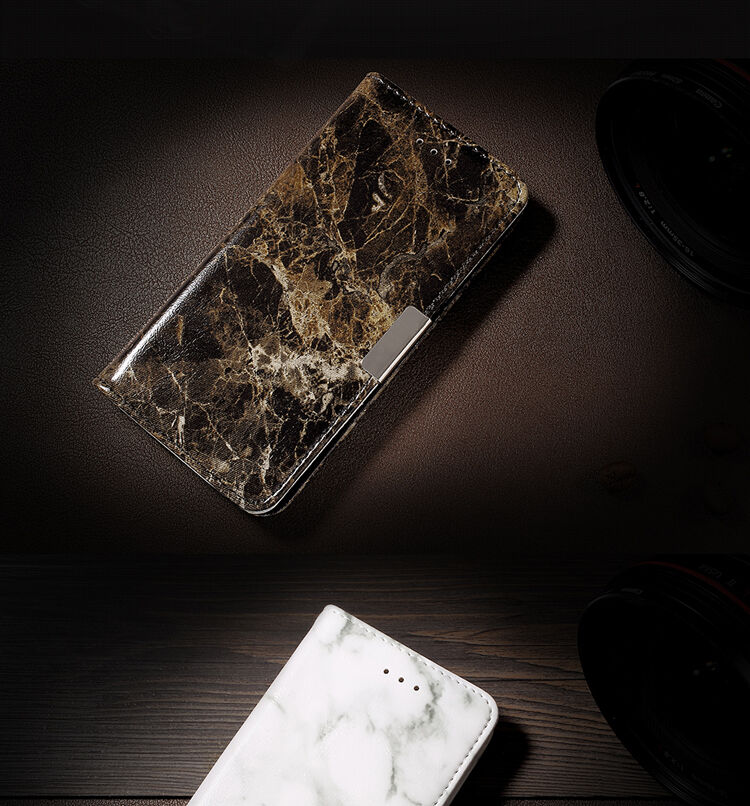 Флип калъф с мраморен ефект за iPhone 7 / 8 - черен