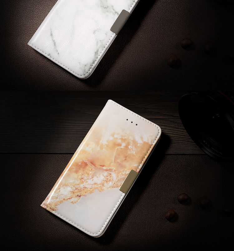 Флип калъф с мраморен ефект за iPhone 7 / 8 - черен