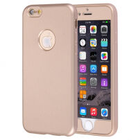 Пластмасов кейс за iPhone 6 Plus / 6S Plus s 360° защита – предпазва предната и задната страна - златен