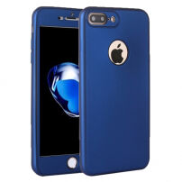 Силиконов калъф за iPhone 8 Plus / 7 Plus с 360° защита – предпазва предната и задната страна – тъмно син