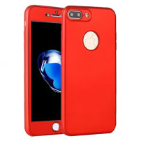 Силиконов калъф за iPhone 8 Plus / 7 Plus с 360° защита – предпазва предната и задната страна - червен