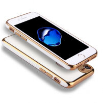 Калъф за iPhone 8 / 7 с 360° защита и лъскави ръбове - предпазва предната и задната страна - златен