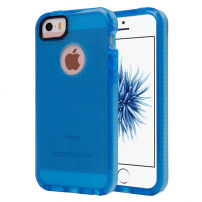 Полупрозрачен защитен кейс за iPhone 5 / 5S / SE (2016) с тъкана текстура - син