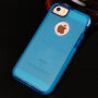 Полупрозрачен защитен кейс за iPhone 5 / 5S / SE (2016) с тъкана текстура - син