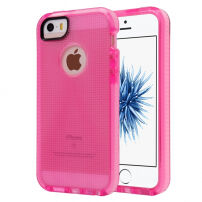 Полупрозрачен защитен кейс за iPhone 5 / 5S / SE (2016) с тъкана текстура - розов