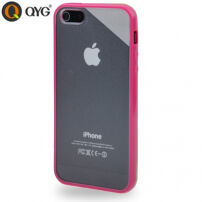 Защитен прозрачен пластмасов кейс с рамка за iPhone 5 / 5S / SE (2016) - розов