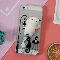 Гелов 3D кейс за iPhone 5 / 5S / SE (2016) - черна и бяла котка