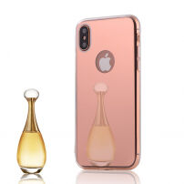 Огледален защитен калъф за iPhone XS / iPhone X – златно-розов