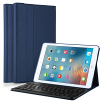 Безжична Bluetooth клавиатура и гръб за Apple iPad 9,7" (2017)-тъмно синя