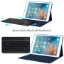 Безжична Bluetooth клавиатура и гръб за Apple iPad 9,7" (2017)-тъмно синя