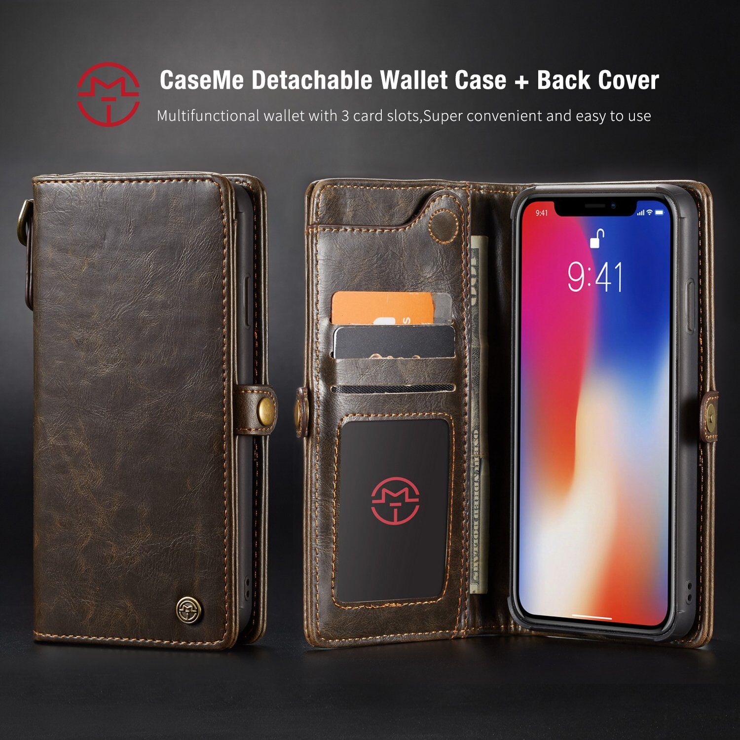 CASEME 2в1сваляем калъф за iPhone XS Max - червена