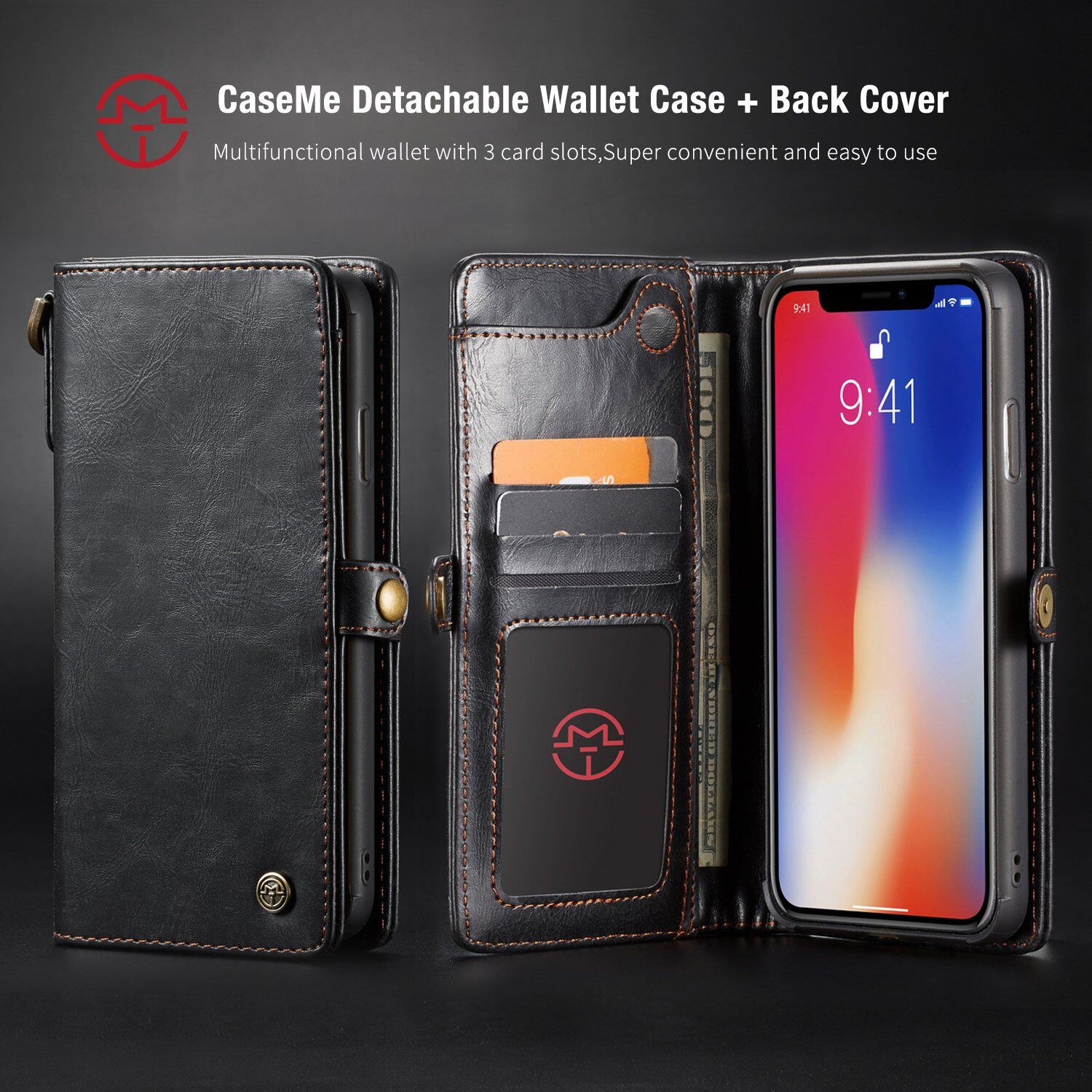 CASEME 2в1сваляем калъф за iPhone XS Max - червена