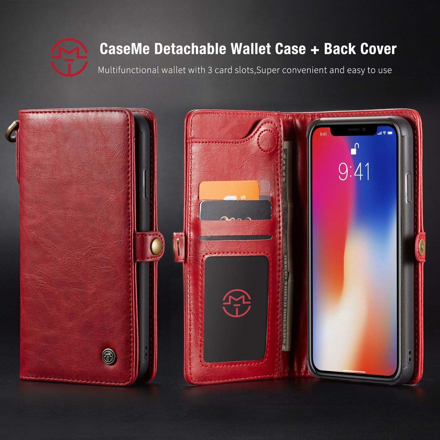 CASEME 2в1сваляем калъф за iPhone XS Max - кафява