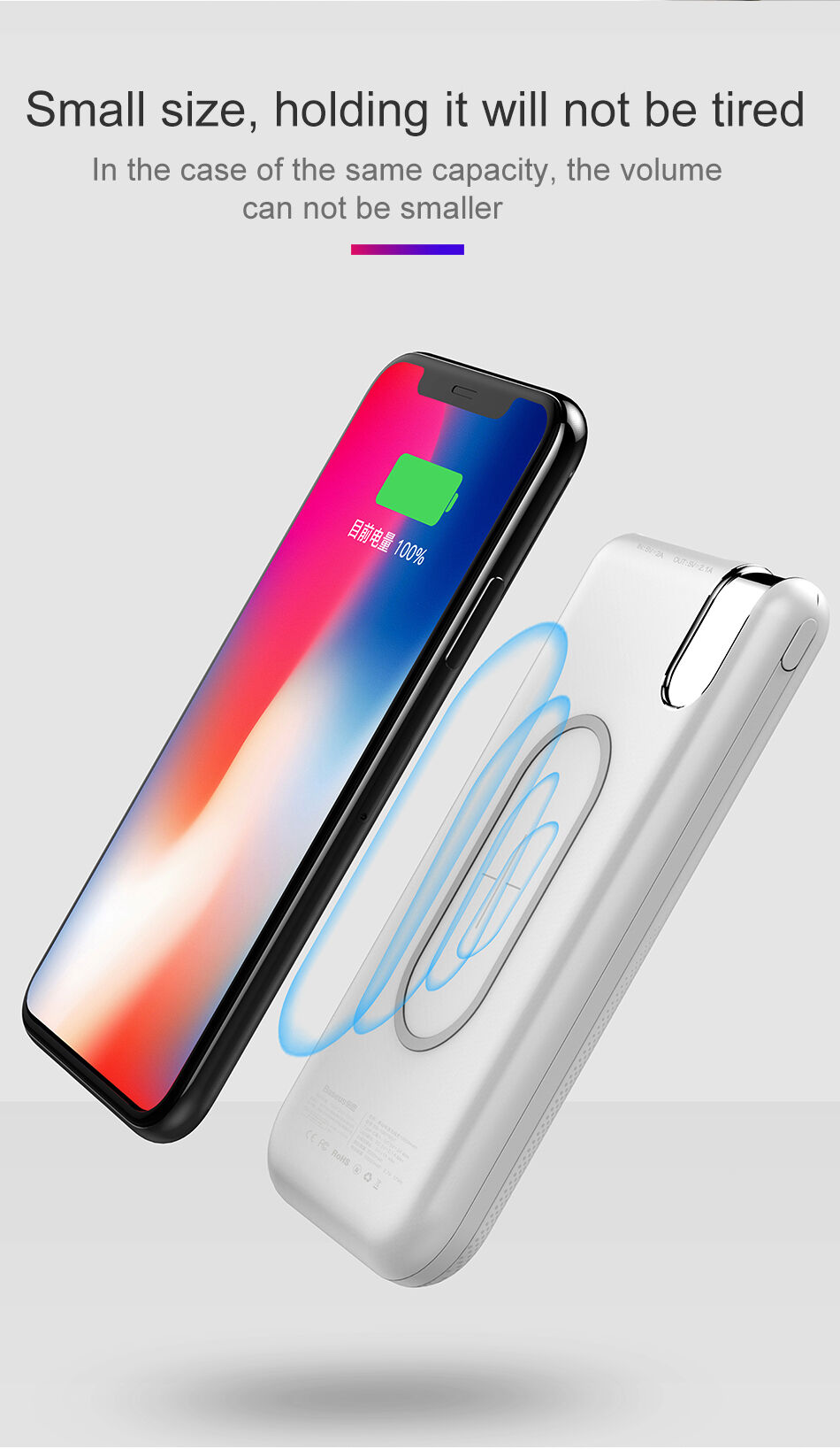 BASEUS външна батерия 10000mAh с безжично зареждане - черна