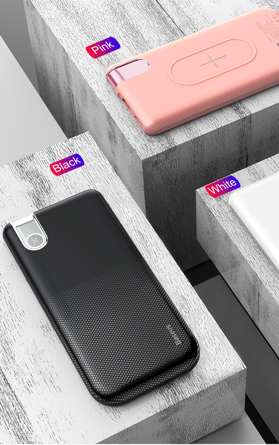 BASEUS външна батерия 10000mAh с безжично зареждане - черна
