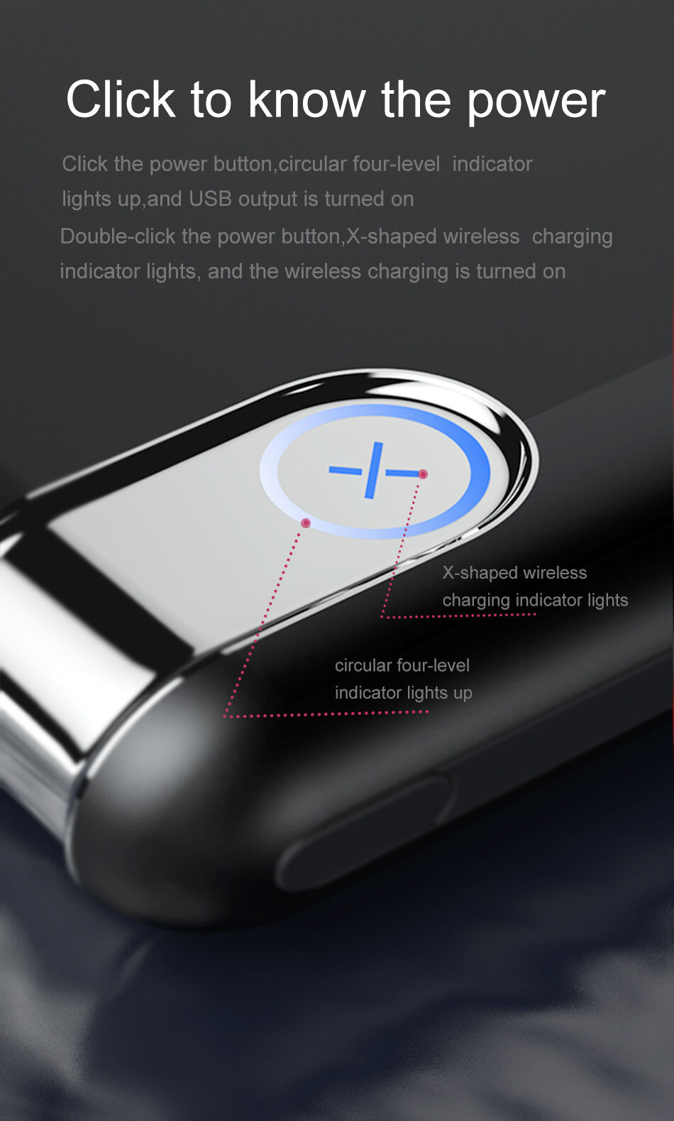 BASEUS външна батерия 10000mAh с безжично зареждане - черна