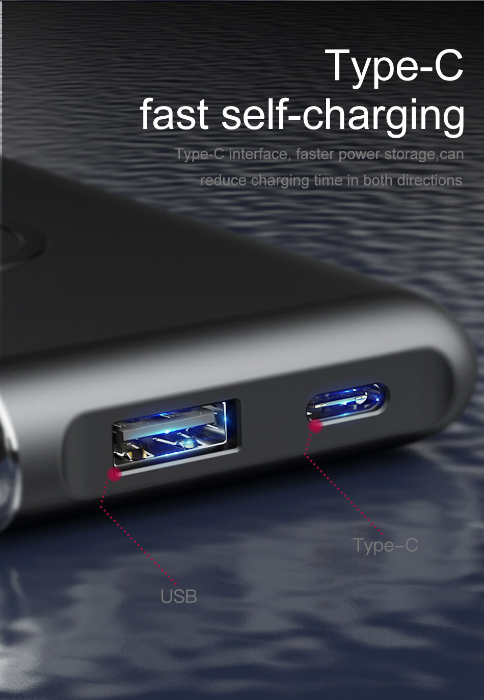 BASEUS външна батерия 10000mAh с безжично зареждане - черна