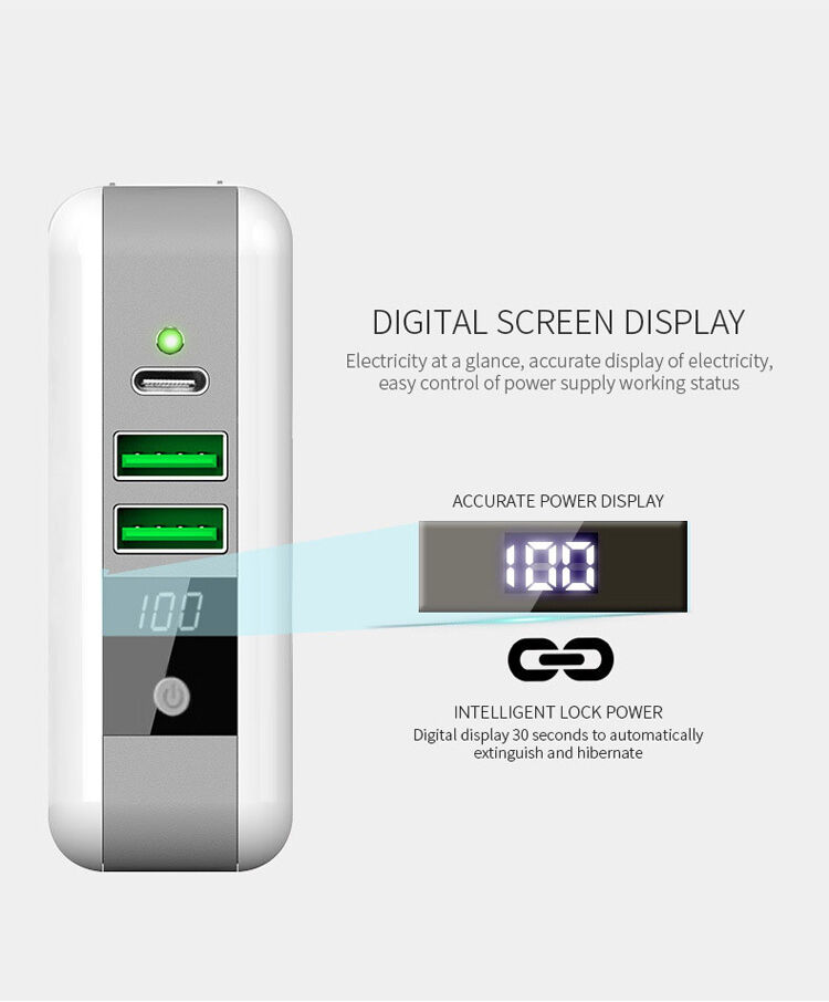 Зарядно / външна батерия 6700mAh със сменяеми щепсели (AU / UK / US / EU) и безжично зареждане