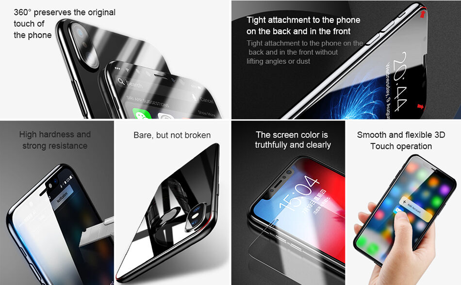 BASEUS закалено 3D стъкло за предната и задната част за iPhone XS Max