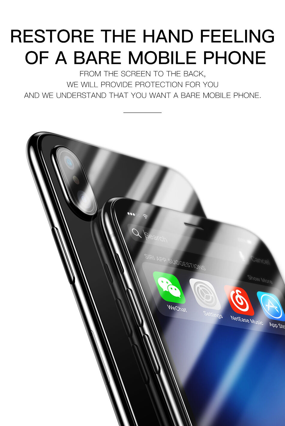 BASEUS закалено 3D стъкло за предната и задната част за iPhone XS Max