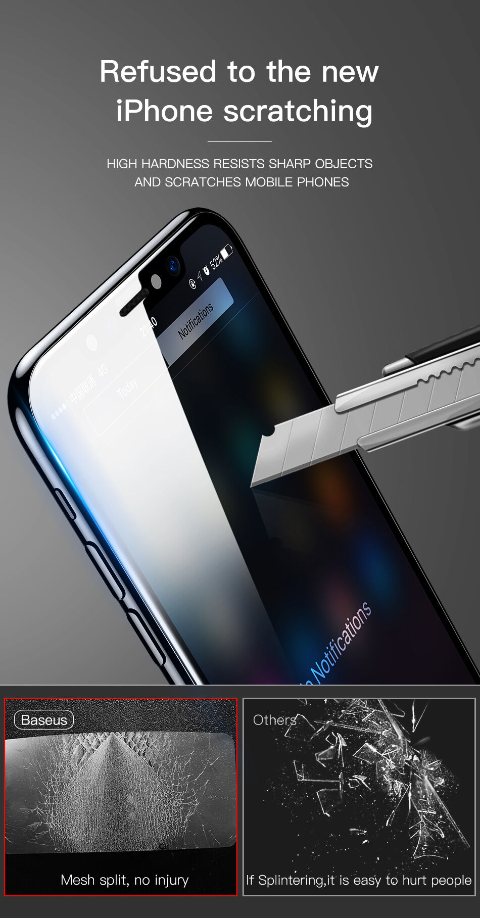 BASEUS закалено 3D стъкло за предната и задната част за iPhone XS Max